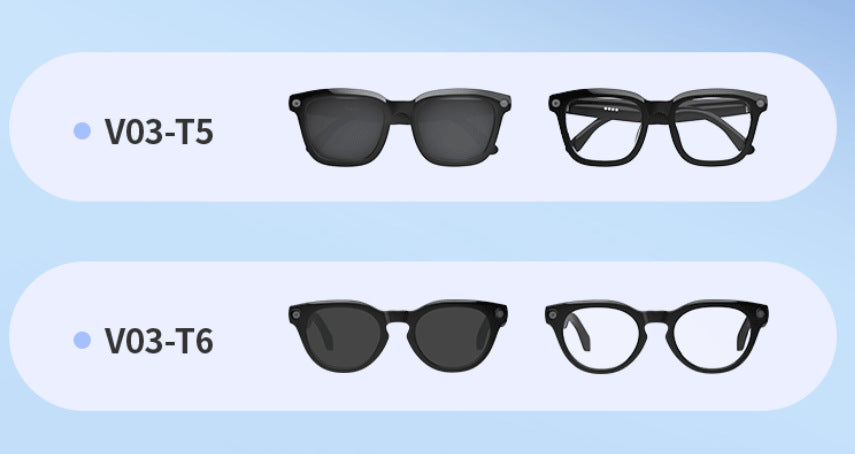 V03-T6Smart Glasses800100 Megapixel Camera with Image Stabilization1200P Video Recording Audio Recording AI Translation Recognition