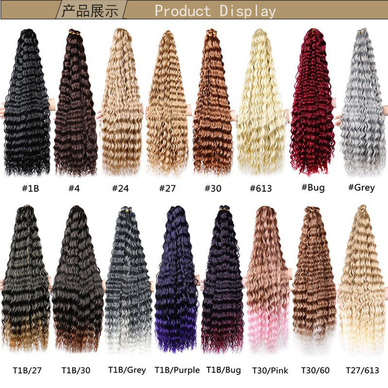 European and American Style Synthetic Hair Domestic Wig Crochet Hair Extensions Curly Hair Piece Deep Wave Bulk hair 30in120g