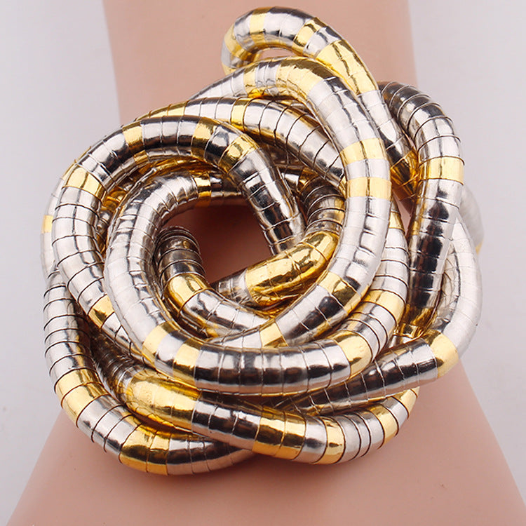 Wrapped Snake Necklace Without Head and Tail90cm White K Iron-plated Irregular Snake Year Necklace Flexible Bendable Snake Bone Necklace