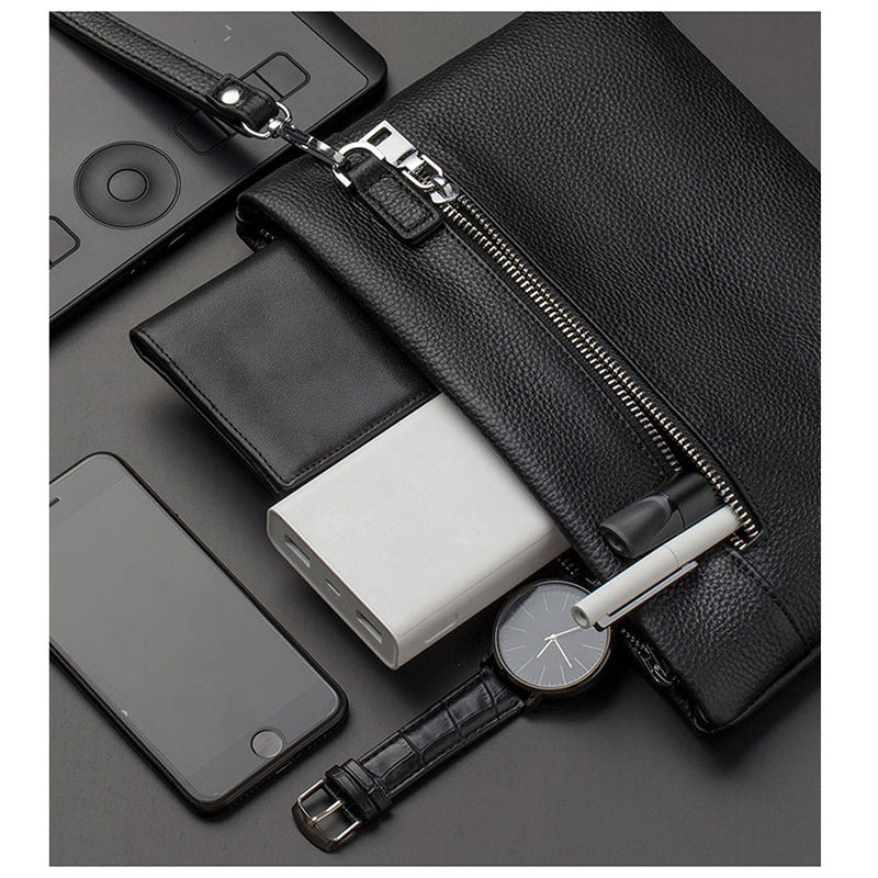 Genuine Leather Clutch Bag with Password Lock, Business Handbag, Casual Large Capacity Pure Top Layer Cowhide Men's Clutch