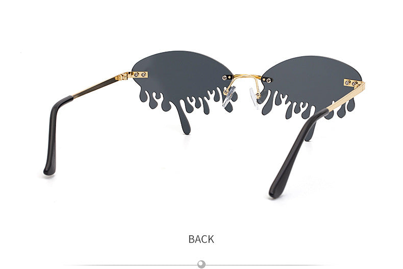 Christmas Costume Personality Tear Sunglasses for Women Metal Frameless Sunglasses Trendy European and American Party Funny Glasses