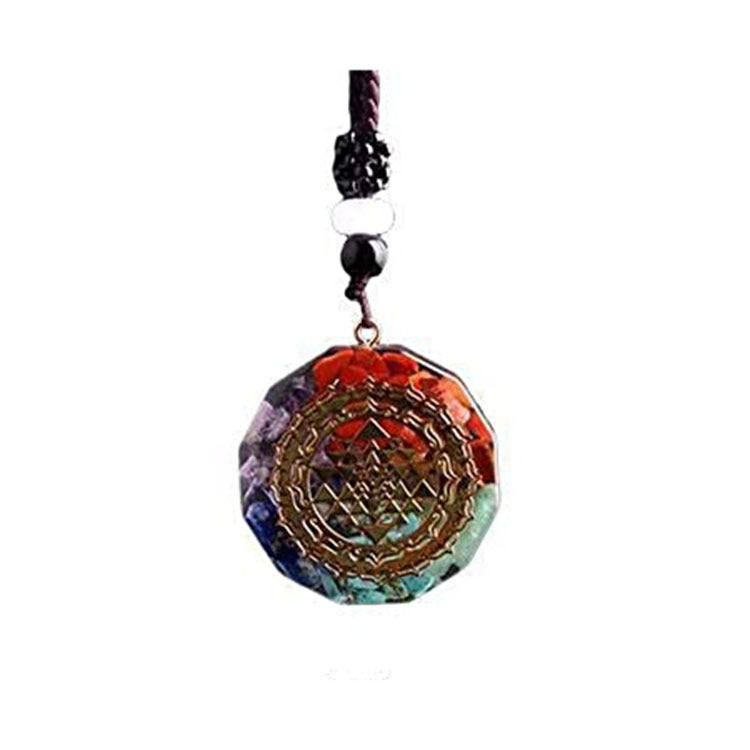 Men's Colorful Pendant Necklace Personalized Natural Crushed Stone Crystal Accessories Necklace Women's Colorful Crushed Stone Resin Necklace