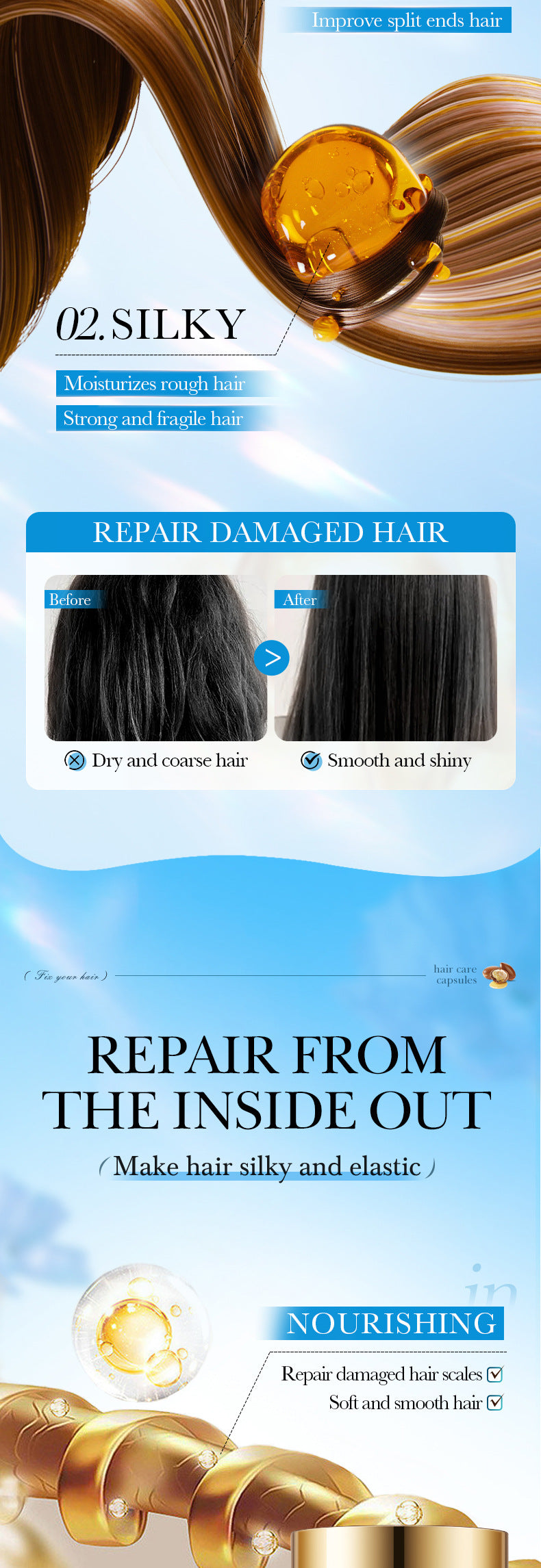 Nut Oil Hair Care Capsules SADOER Improve Frizz Essential Oil Capsule Conditioner  Wholesale