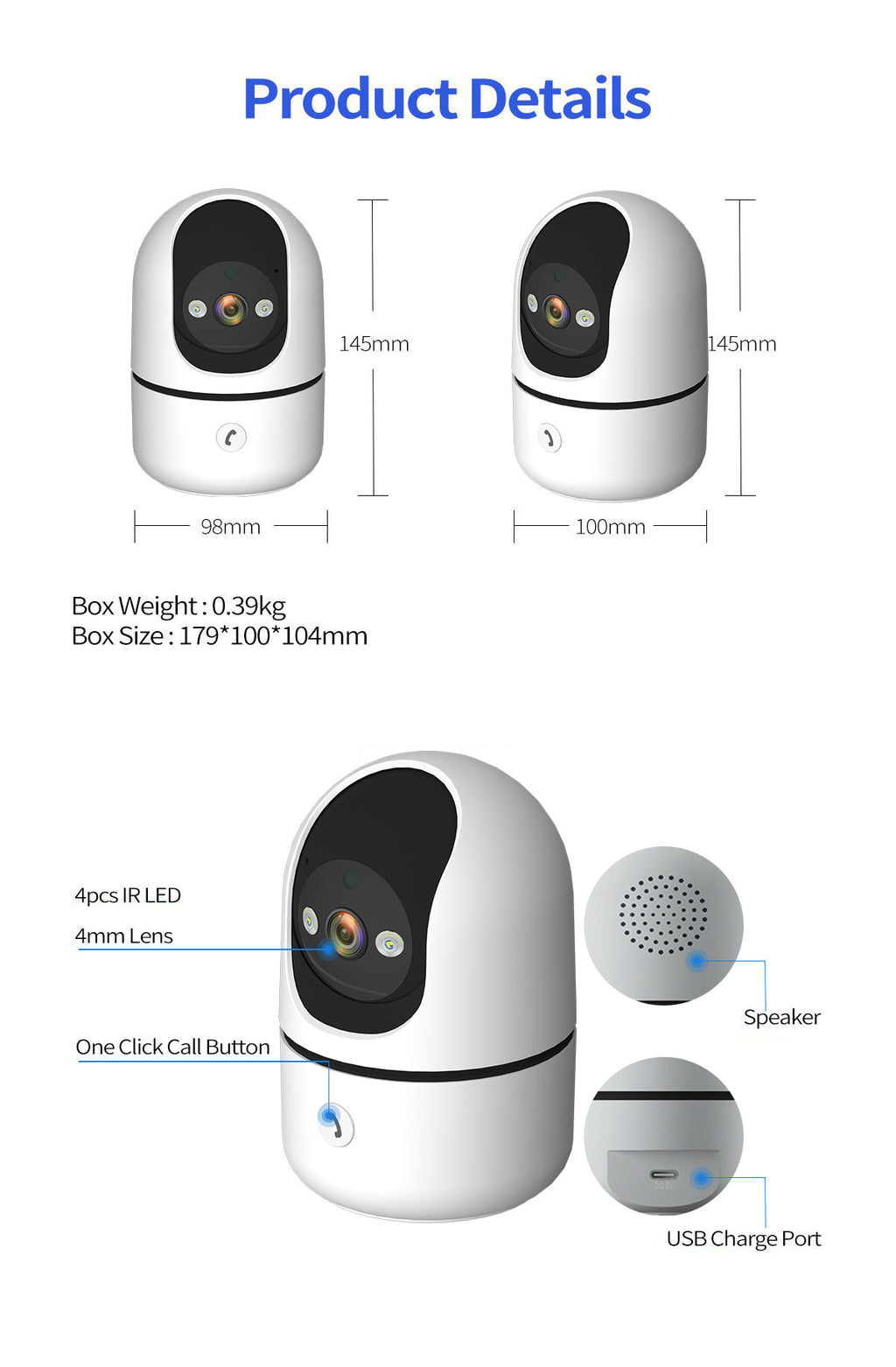 Indoor Wireless Network Camera One-Click Call360High Definition WiFi Camera surveillance night vision remote