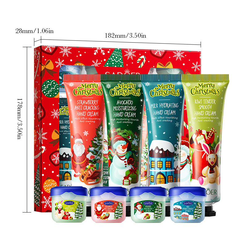 Christmas Hand Cream Lip Balm Combo Set SADOER Anti-chapping Moisturizing  Wholesale