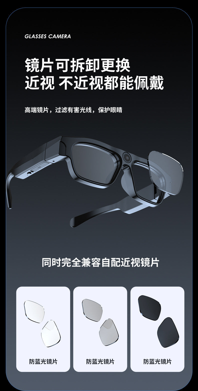 AI Glasses mate2Black Technology Translation Bluetooth Glasses Camera Photo Outdoor Windproof Card Insert Video Glasses