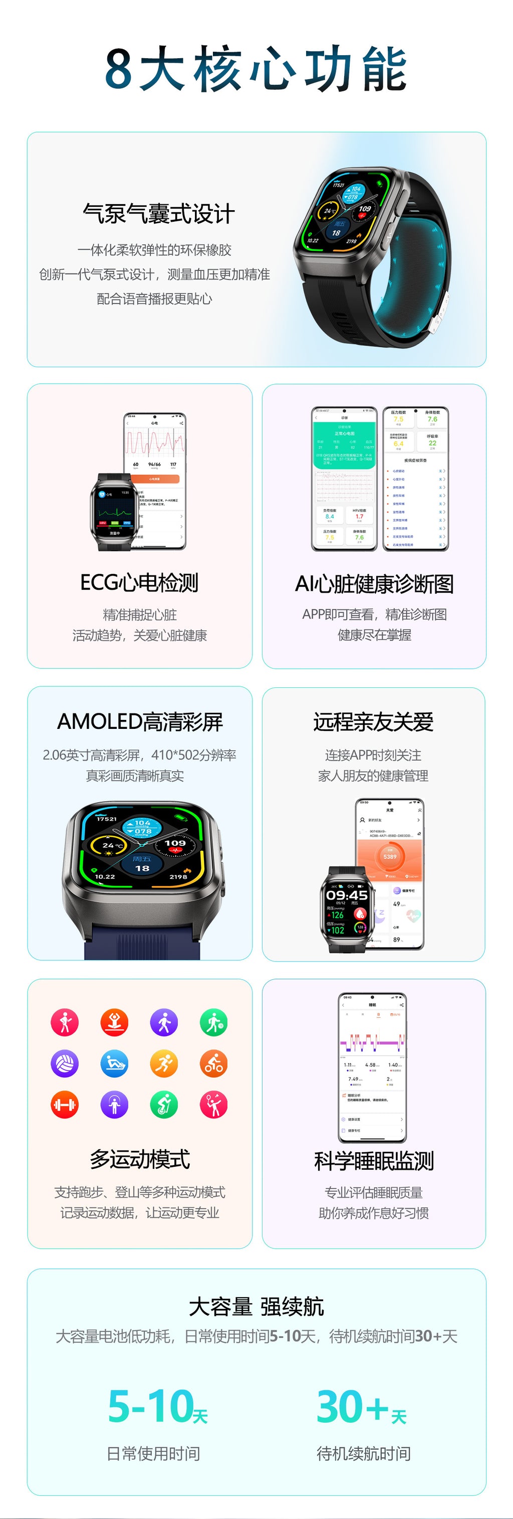 S17Smart Watch Air Pump Air Bag Blood Pressure Measurement ecg ECG NFC Bluetooth Call HD amoled Smart Watch
