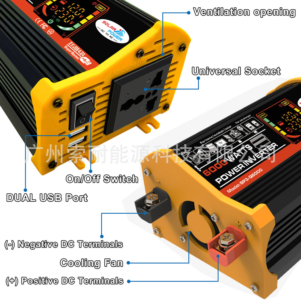 Vehicle Inverter500W 12V Turn110V 220V Smart Display car power inverter