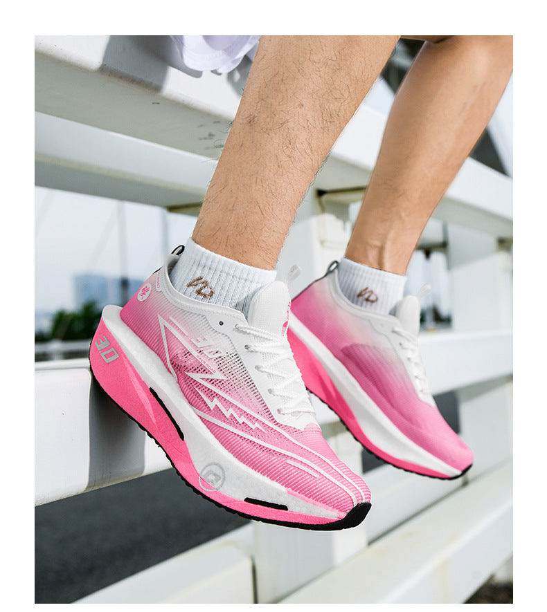 New Fashionable Casual Breathable Comfortable Running Shoes with Real Carbon Plate High Elasticity Shock Absorption for Student Training Sports Shoes