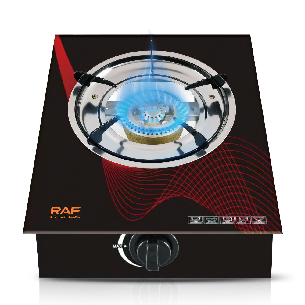 European Standard Gas Stove Single Burner Household Liquefied Gas Tabletop Flameout Protection Glass Rotating High Heat Natural Gas R.8034