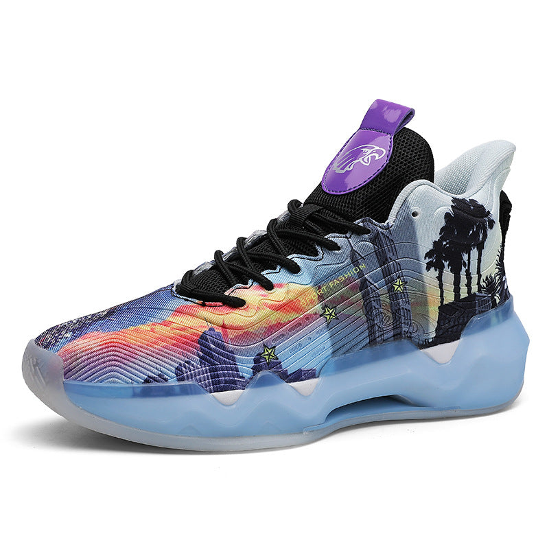 Autumn Winter New Wear-Resistant Anti-Slip Trendy Men's Sports Shoes Friction Sound Youth Professional Combat High-Top Basketball Shoes