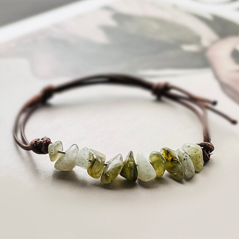 European and American Crystal Bracelet8MM Beaded Natural Stone White Pine Malachite Colorful Elastic Bracelet