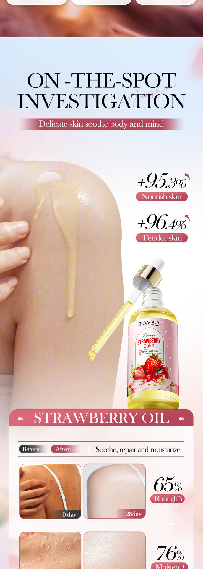 Strawberry Cake Nourishing Body Oil BIOAOUA Moisturizing skin essence  foreign trade wholesale