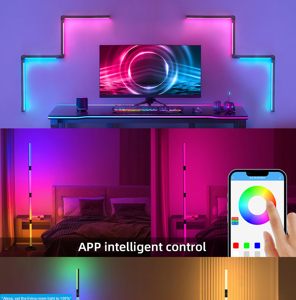 Bluetooth Floor Lamp led Floor Lamp RGBCW Atmosphere Light Symphony Floor Lamp Gaming Atmosphere Light Foldable Model