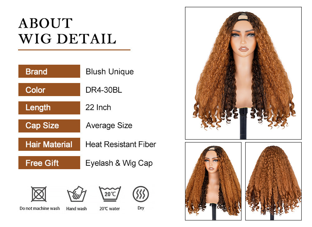 Ombre Brown V part Afro Wig with Different Color Cross-Border African Roll