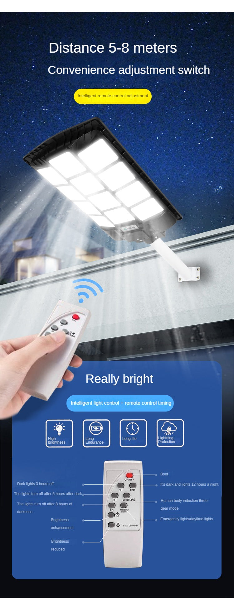 600W 800W 1000W High-Power Energy-Saving Outdoor Integrated Solar Lamp