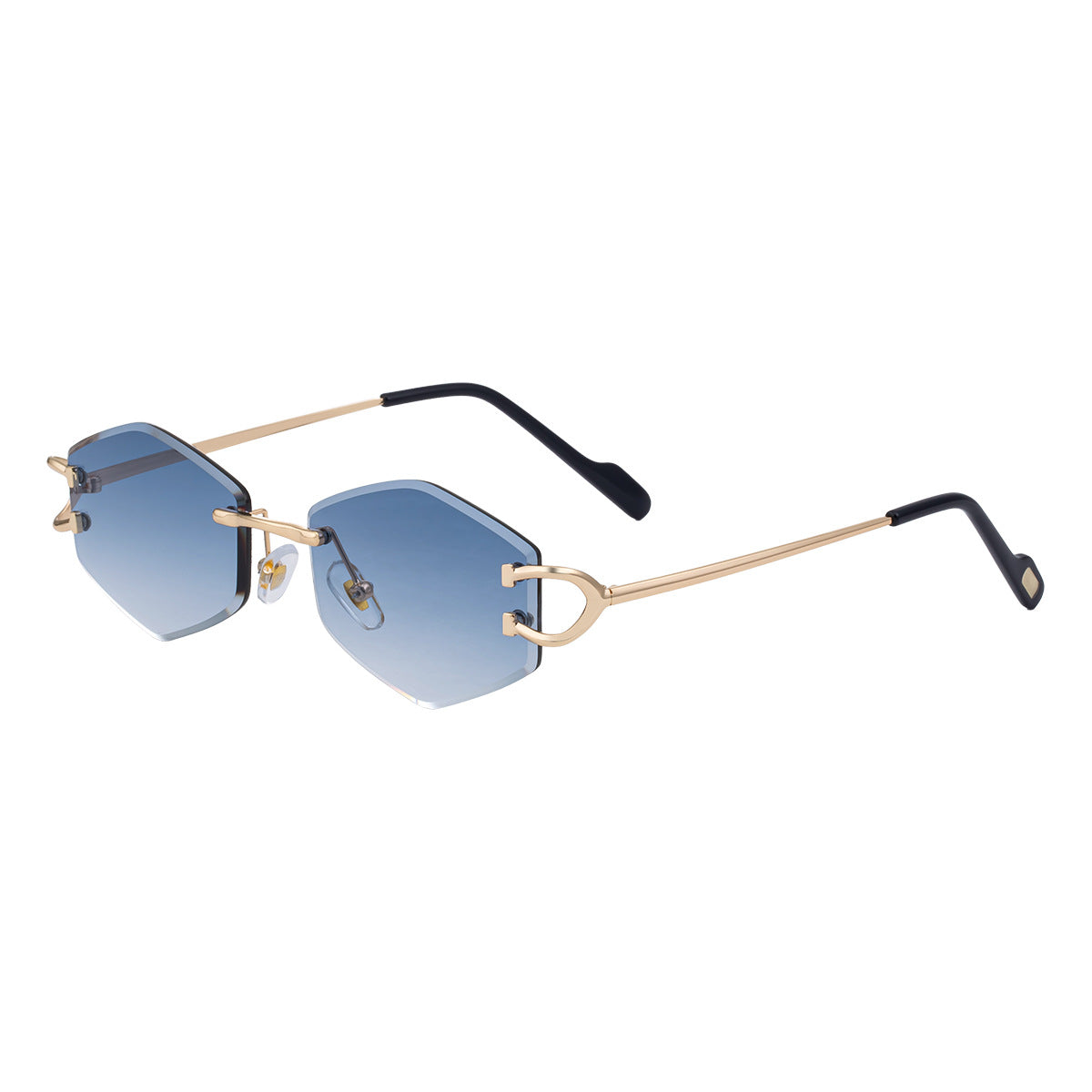 2025New European and American Fashion Frameless Sunglasses for Women with Metal Temples Trendy Outdoor Street Style Sunglasses for Women