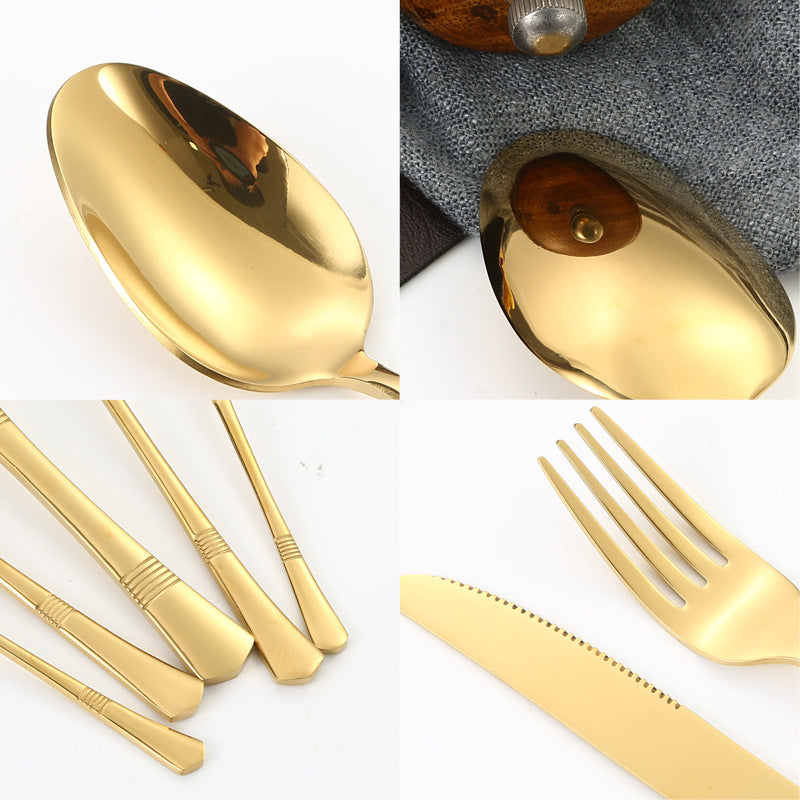 Stainless Steel Cutlery Western Steak Knife and Fork6Restaurant Crown Knife, Fork, and Spoon for One Person24Piece Suit
