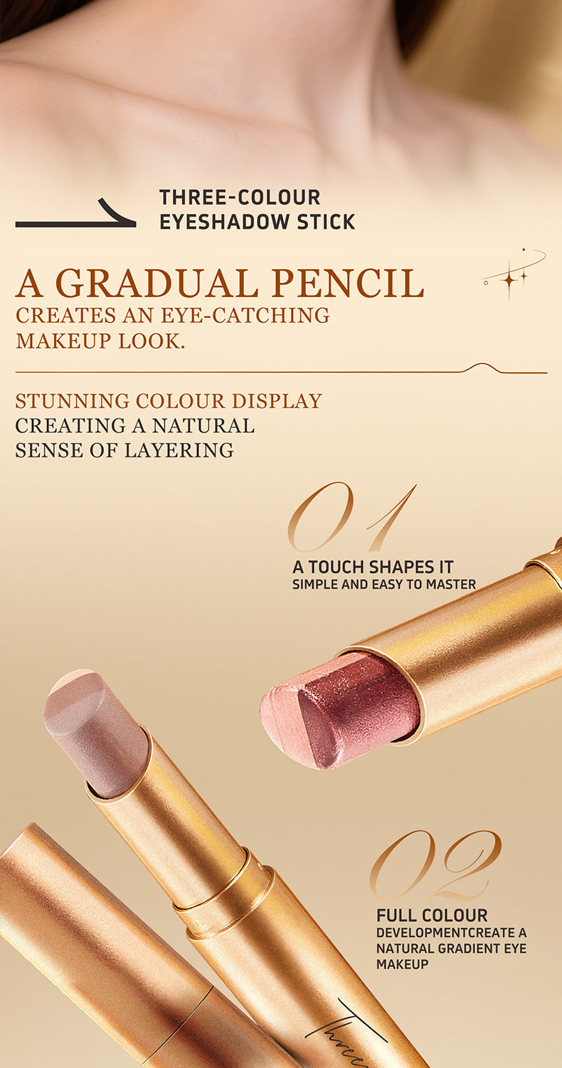 One-Stroke Gradient Lazy Three-Color Eyeshadow Stick Matte Shimmer Pearl Highlight Eyeshadow Pen