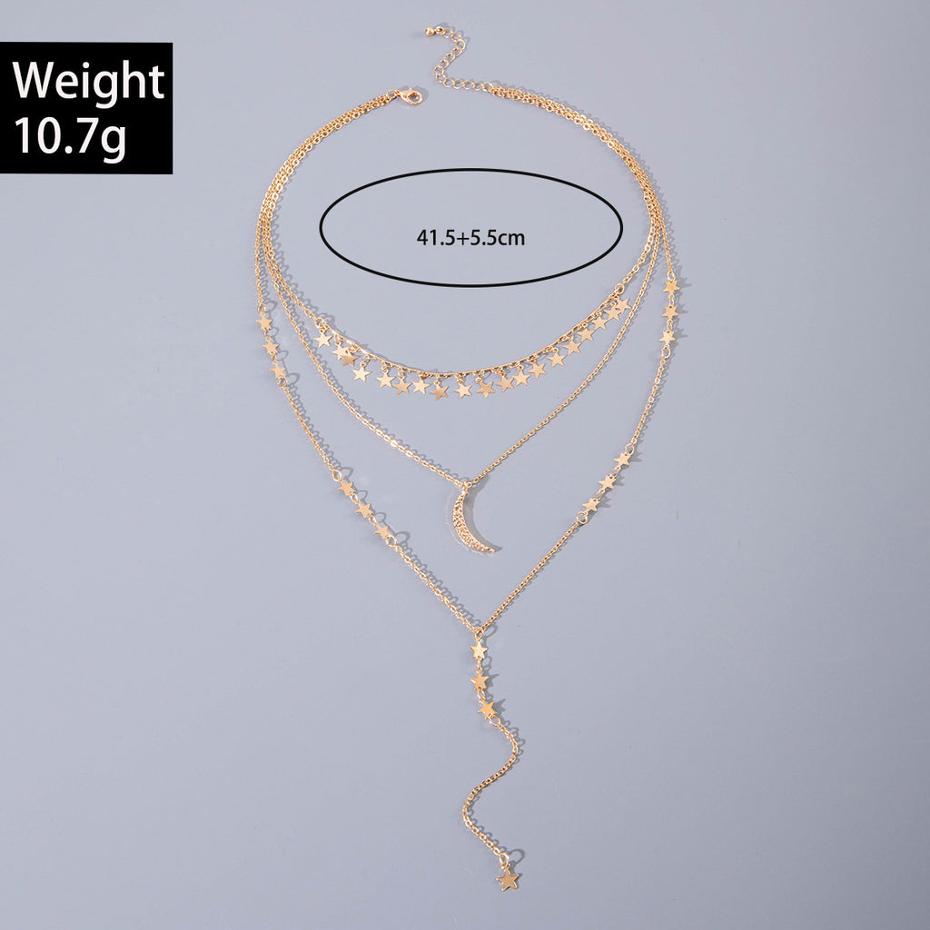 Geometric Star Tassel Chain Necklace Versatile Metal Style Sexy Multi-layer Stacking Y Type Necklace