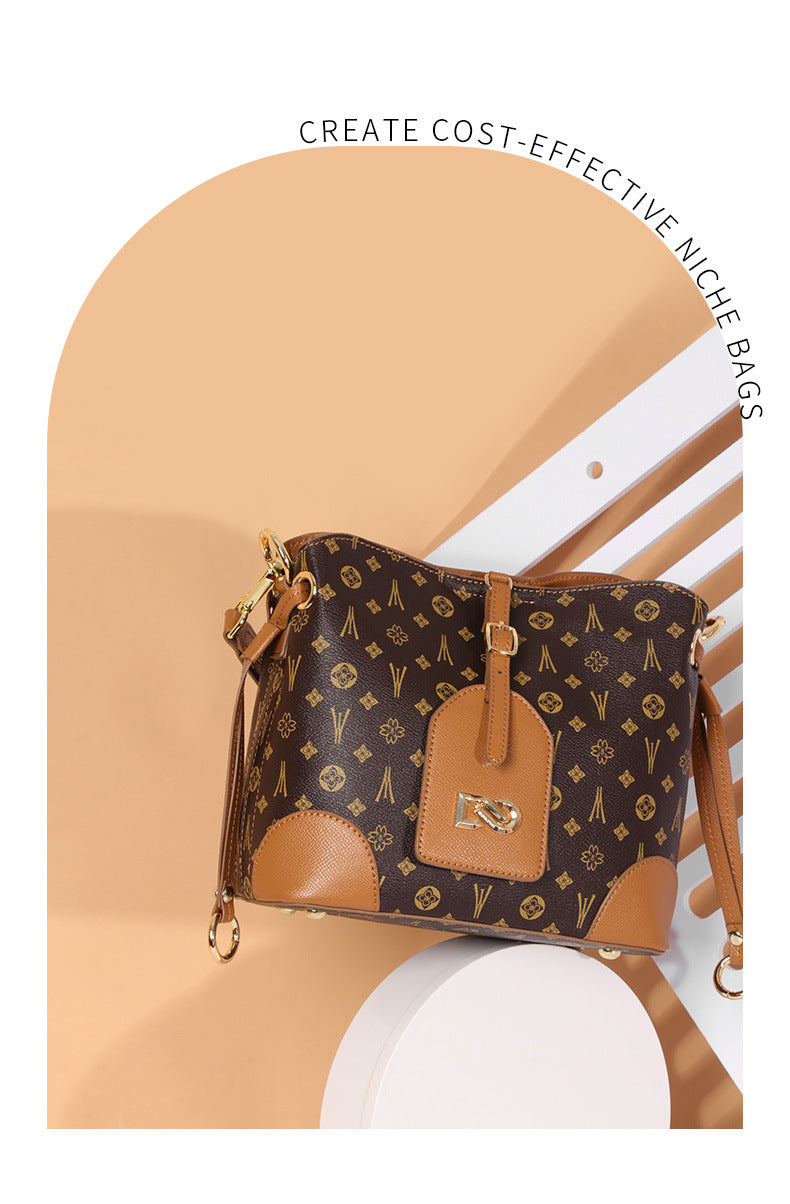 Trolis New Trendy Fashion Retro Bucket Bag Color-Block Personality Stylish Handbag High-Quality Crossbody Bag