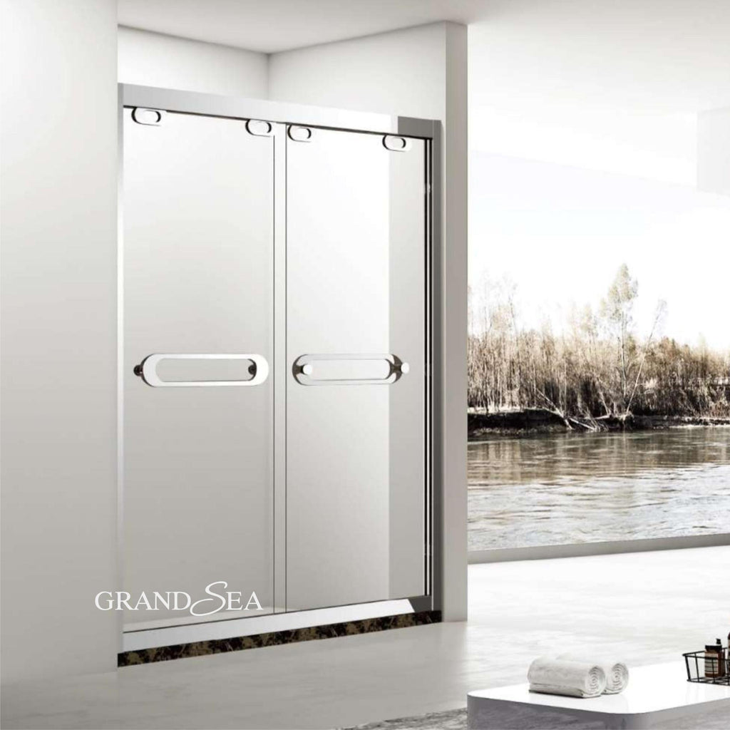 Sliding Foldable Clear Glass with Satin Black Hardware Bath Shower Room Bathroom Doors with Frame for Hotels
