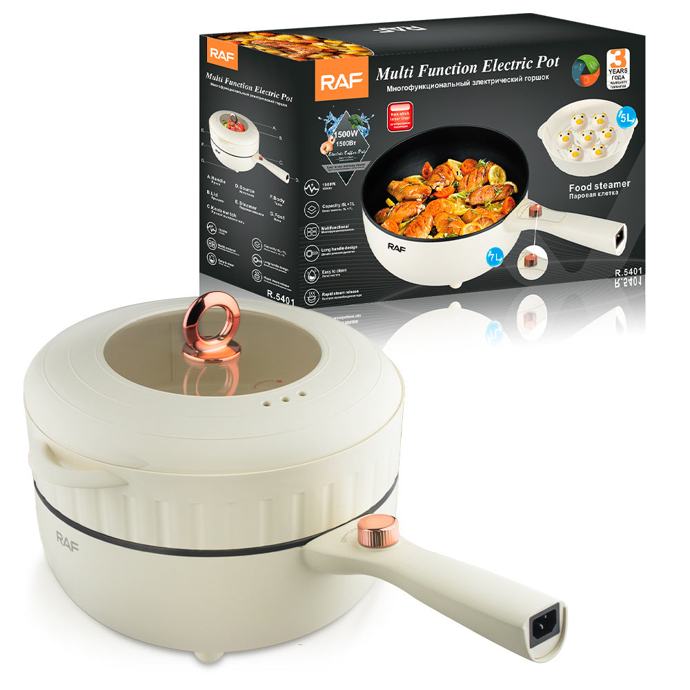 RAF European Standard Multifunctional Electric Frying Pan Household All-in-One Non-Stick Frying Pan Hot Pot Electric Cooking Pot Steamer
