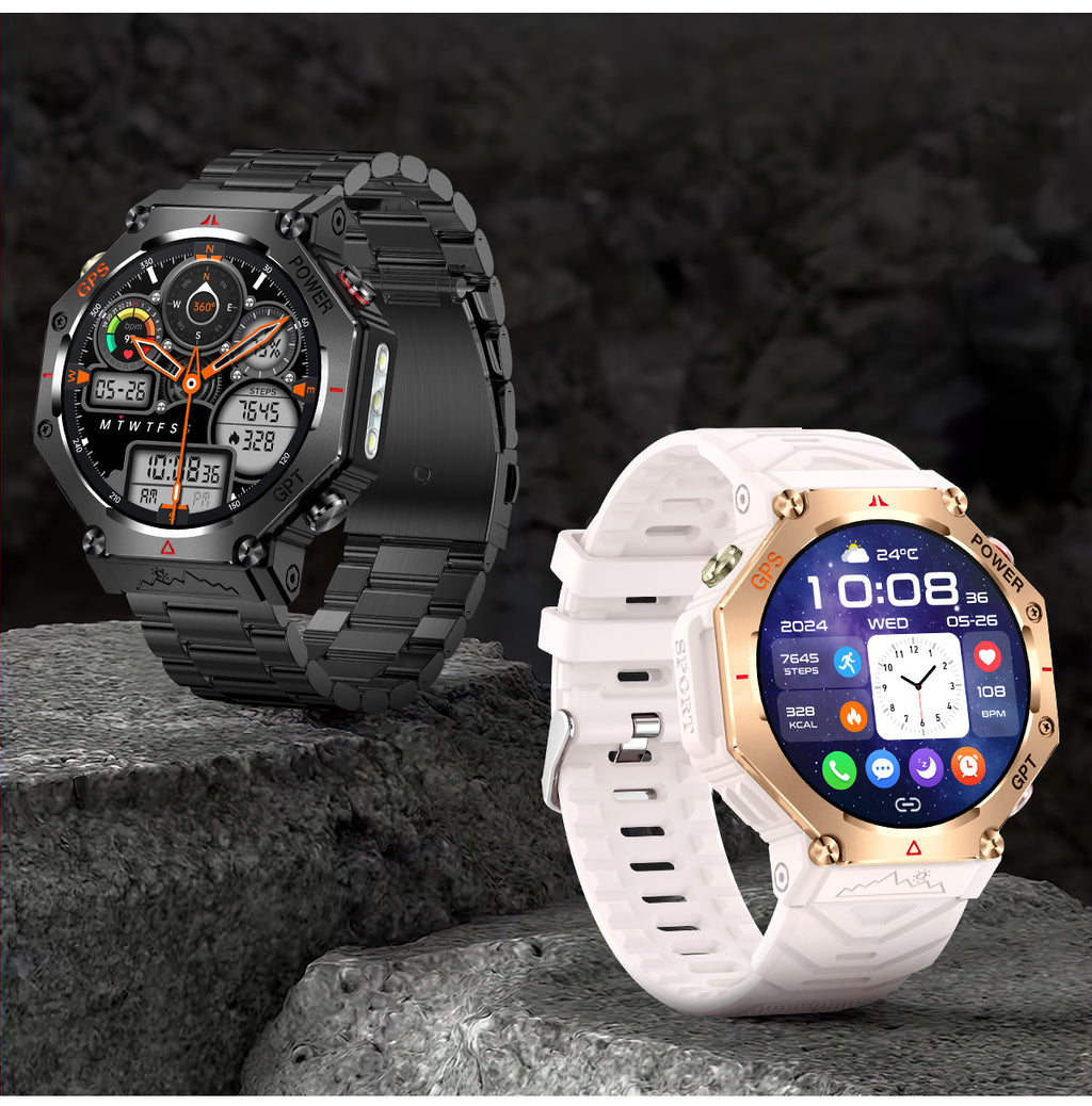 KC91Smart Watch Bluetooth Call Heart Rate Pedometer Sleep3ATM Waterproof GPS Beidou Positioning Sports Three-Proof