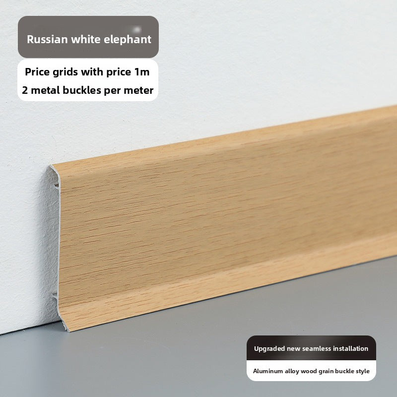 Thickened aluminum alloy skirting board, snap-on metal baseboard, self-adhesive, seamless, stainless steel skirting board for home use