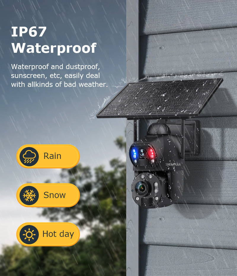 Outdoor36Zoom600Ultra HD Dual Screen Solar Camera Metal Heat Dissipation Night Vision Waterproof Dome Camera