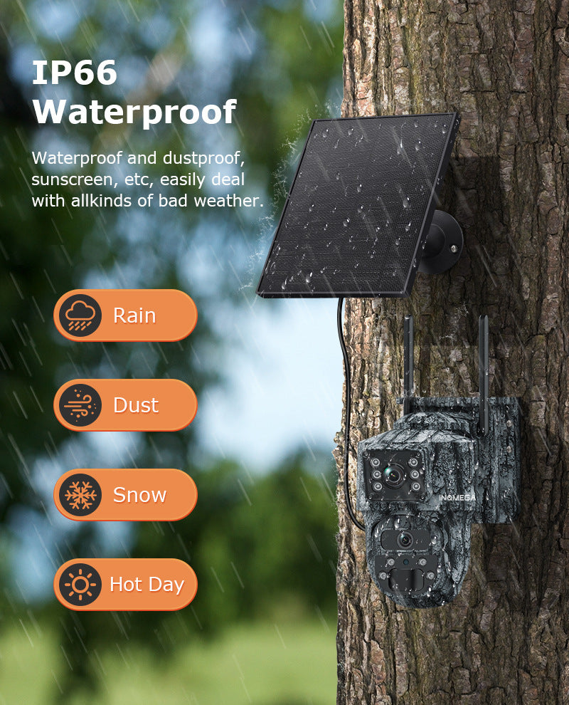 Private Model4G Solar camera dual lens dual view6MP HD Outdoor Camouflage Surveillance Camera