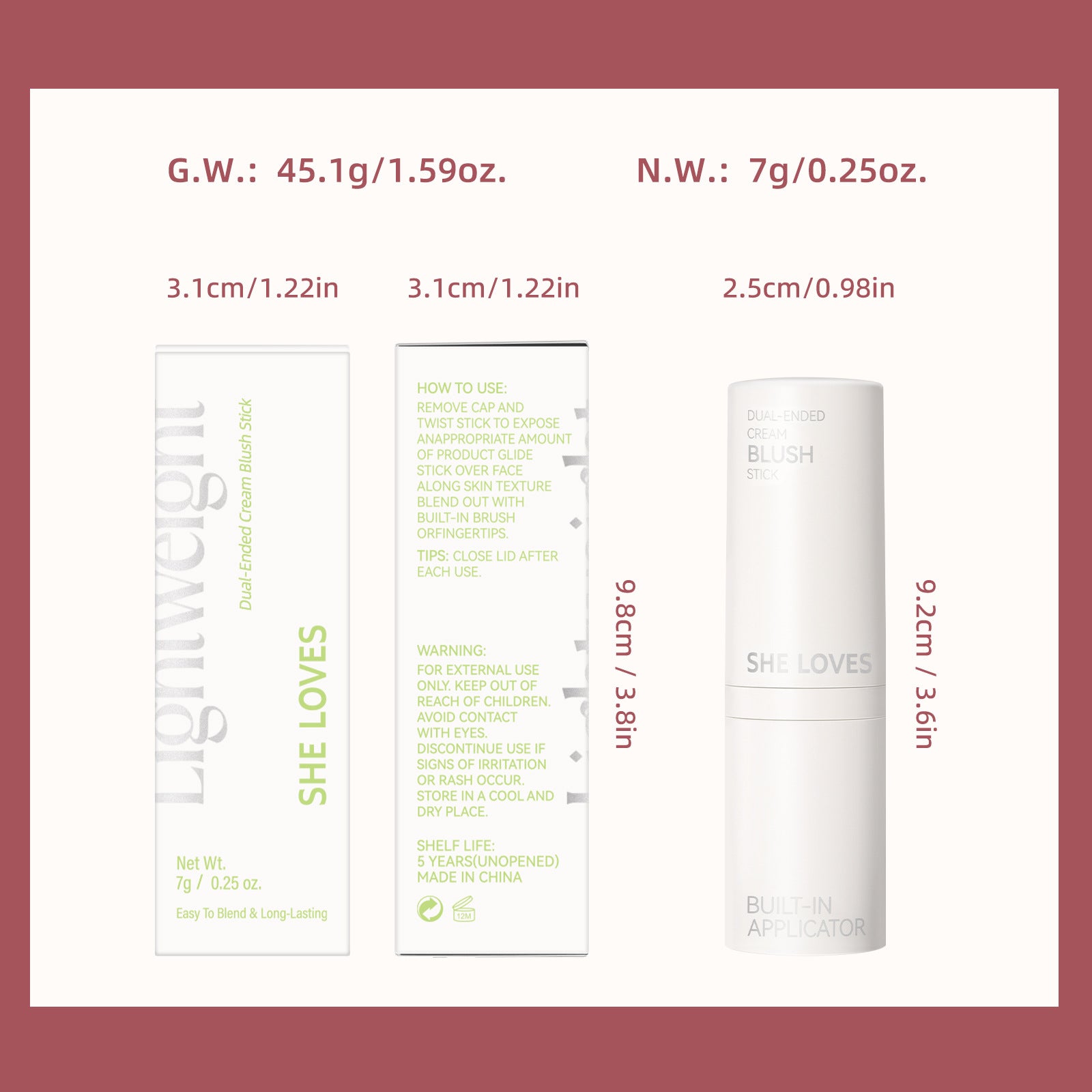 New Product sheloves Blush Stick Long-lasting Natural Color Cream Rouge Low Saturation Expanding Color Makeup
