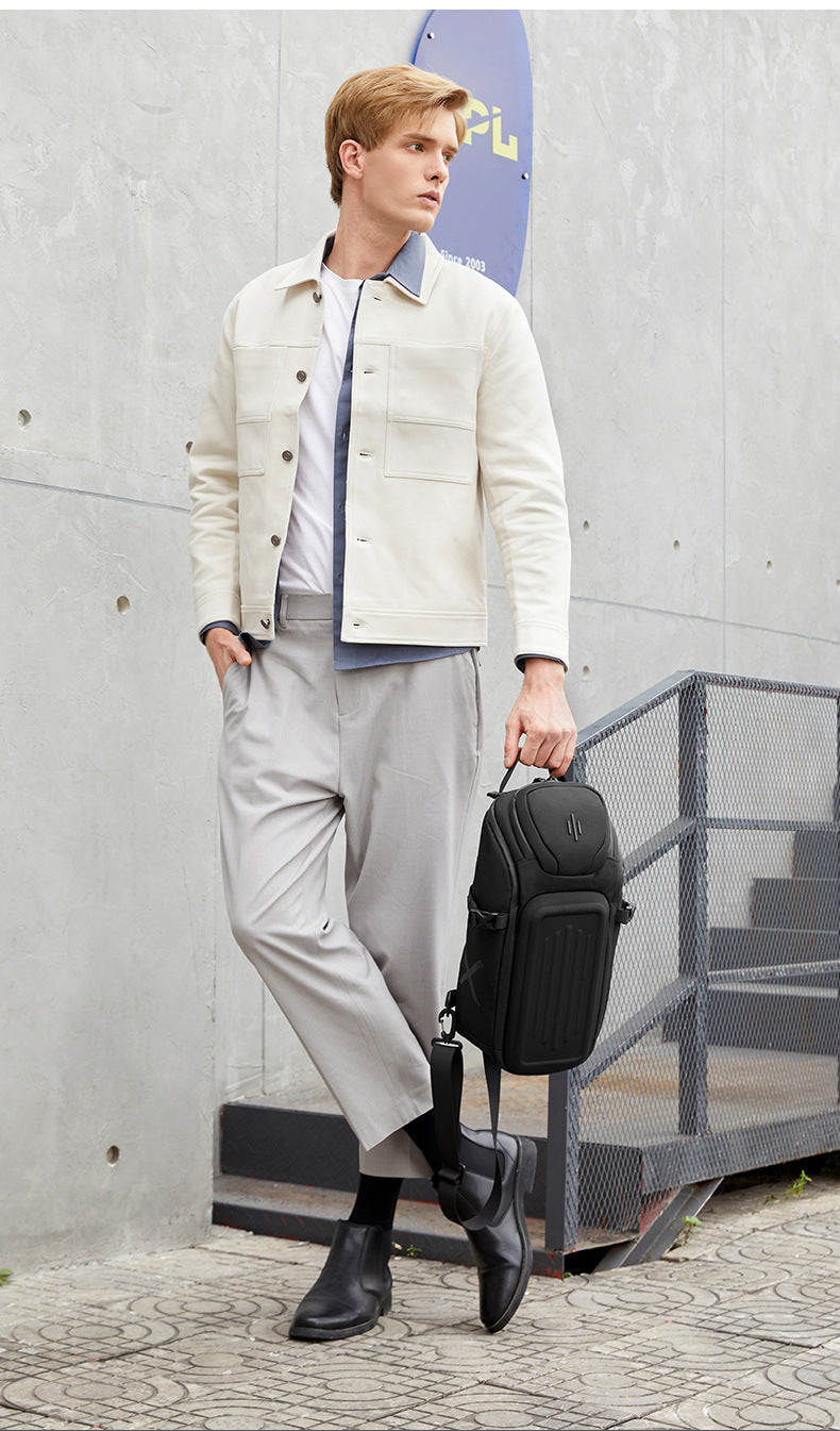 OZUKO Men's Chest Bag Waterproof Crossbody Bag Business Simple Crossbody Bag Trendy Commuter Small Backpack High-End Feel