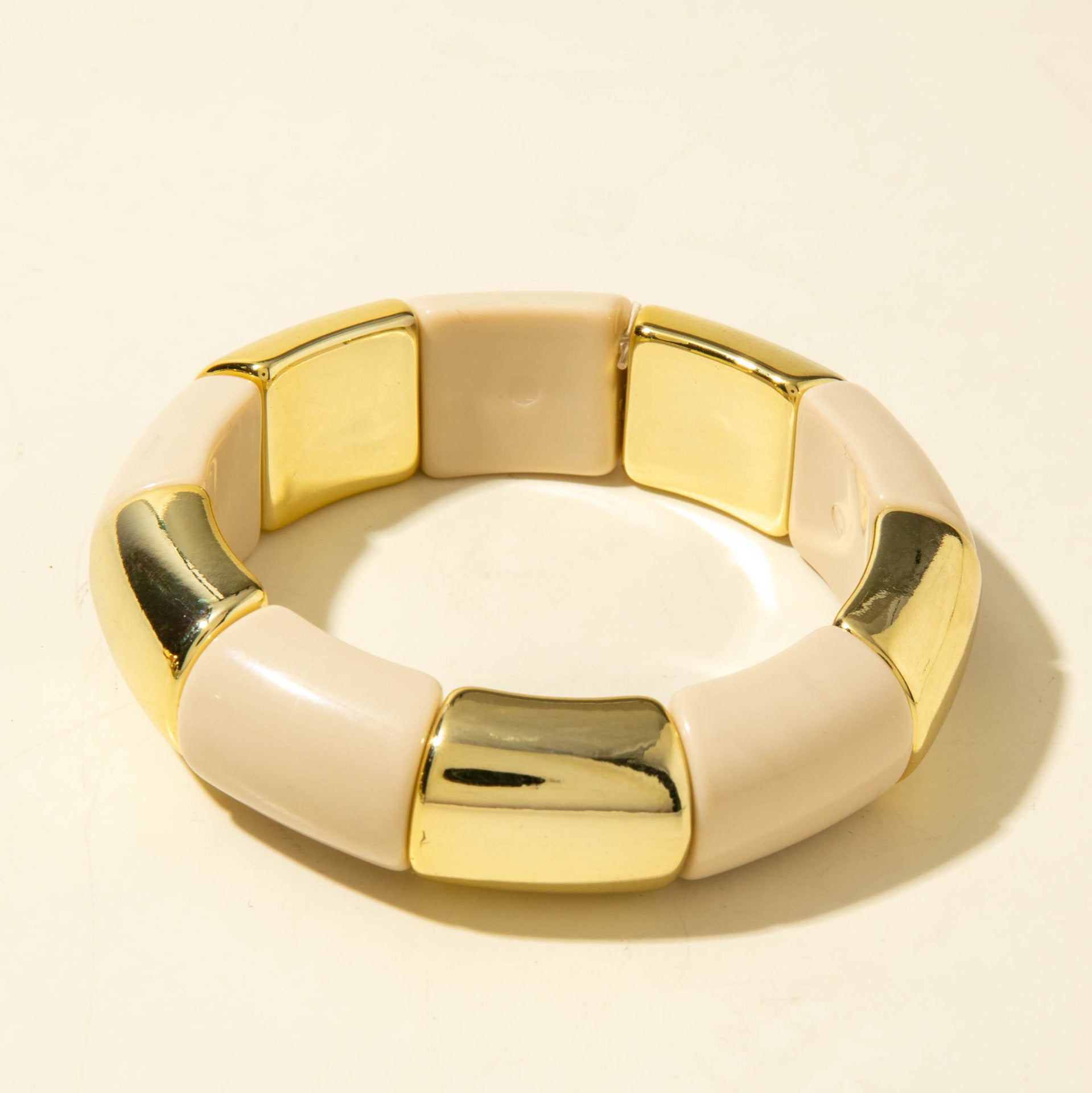 European and American Style Bohemian Bamboo Tube Color Block Elastic Beaded Bracelet Simple Fashion Bracelet Wholesale
