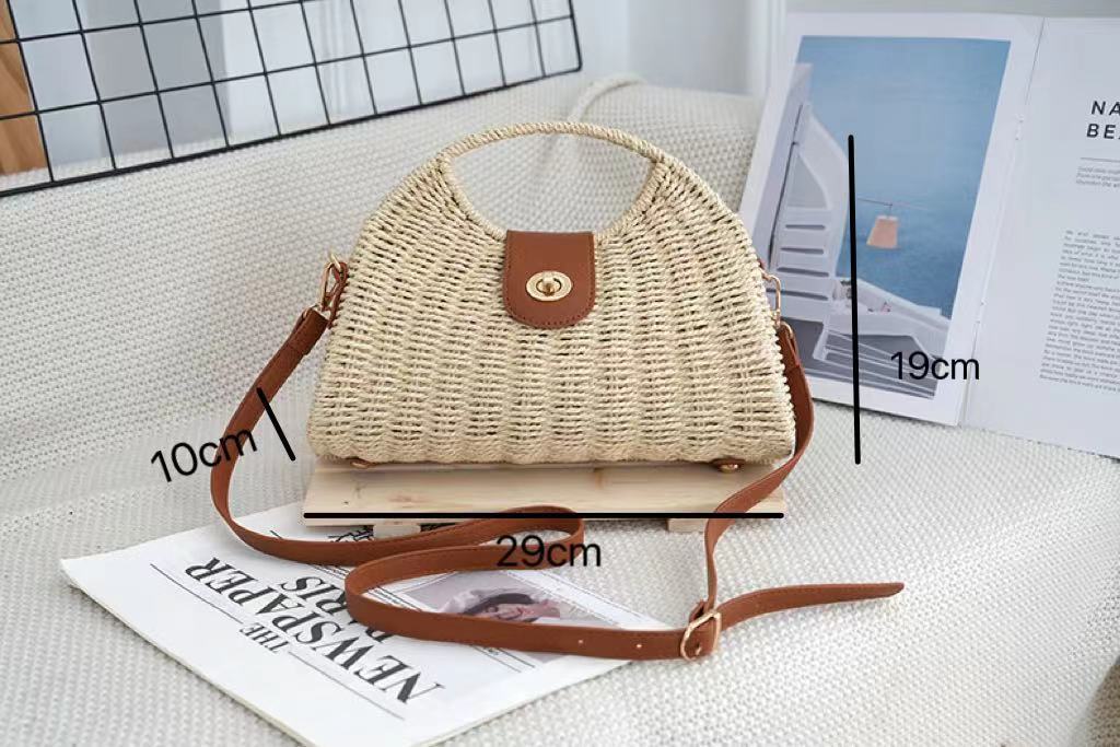 Crossbody Women's Bag New Fashion Single Shoulder Straw Bag Niche Handbag Vacation Beach Bag Korean Style Straw Bag Woven Bag