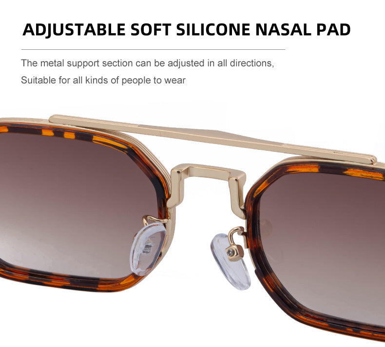 2025New Small Frame Glasses Men Double Beam retro Sunglasses Men's High Sense Full Frame Sunscreen Sunglasses shades