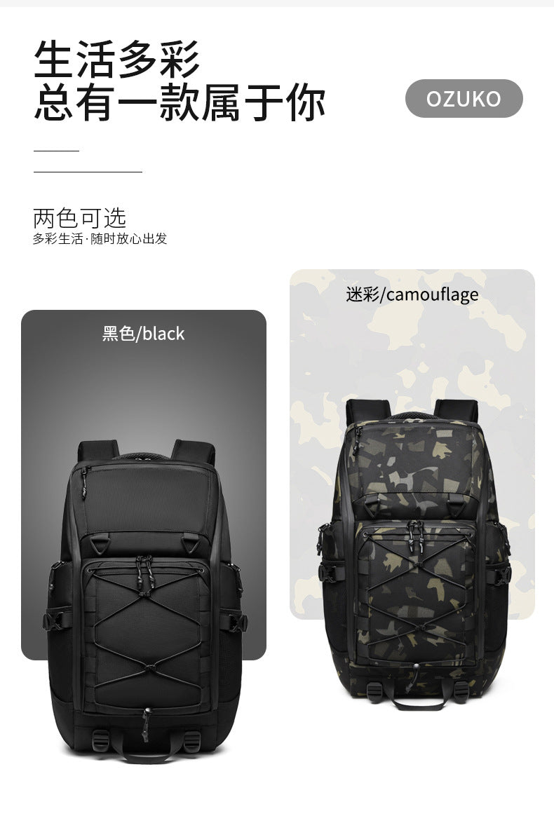 OZUKO Travel Backpack Men's Large Capacity Waterproof Outdoor Mountaineering Computer Backpack Camouflage Commuting School Bag