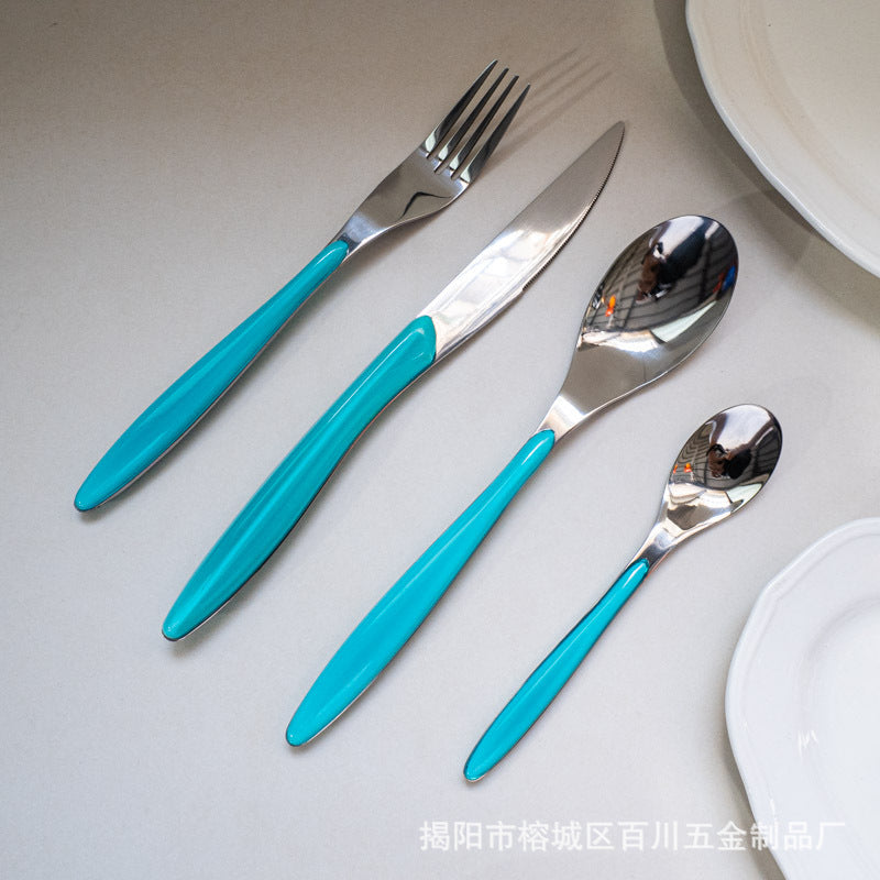 304Stainless Steel Spoon Colorful Western Food Spoon Baby Feeding Spoon Thickened Adult Table Spoon Restaurant Hotel Dessert Spoon