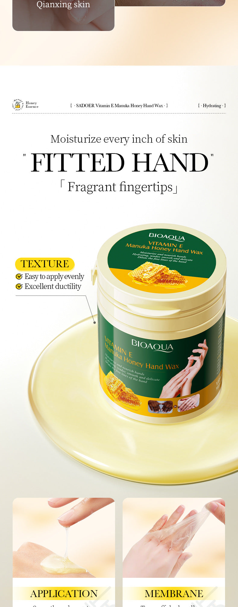 Honey Hand Wax170gBIOAOUA Vitamin E Moisturizing and Nourishing Hand Care Cross-Border Wholesale