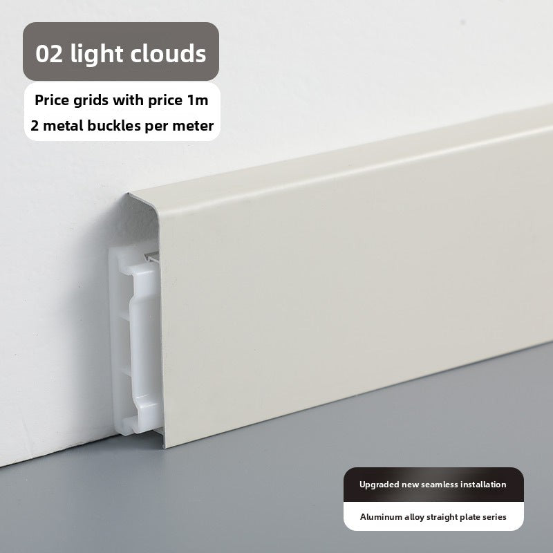 Trendy flat skirting board, thickened snap-on metal baseboard, ultra-narrow corner trim, aluminum alloy skirting board