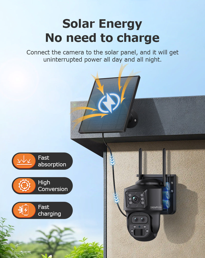 Outdoor4G Wireless HD Three Lens Solar Camera600Wan Remote Early Warning Fish Pond15Camera