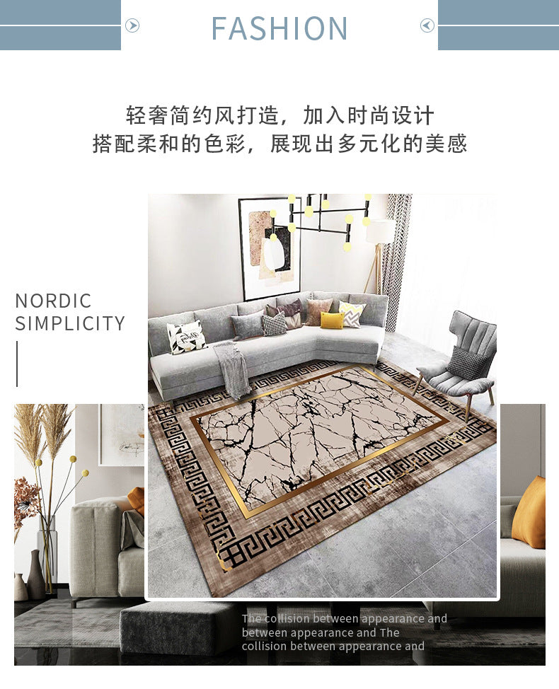 Living Room Carpet Stain-Resistant Easy Care Light Luxury Sofa Coffee Table Rug Home Use All-Season Crystal Velvet Bedside Warm Blanket