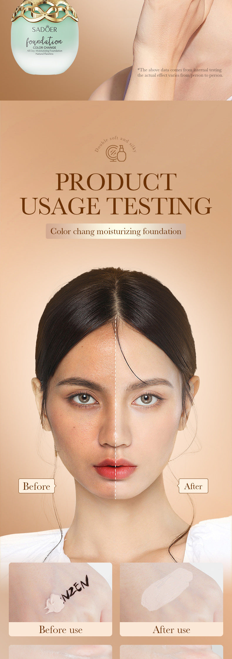 Makeup SADOER Concealer foundation with temperature-changing skin tone that doesn't easily come off BB Wholesale Cross-Border Foreign Trade Frost