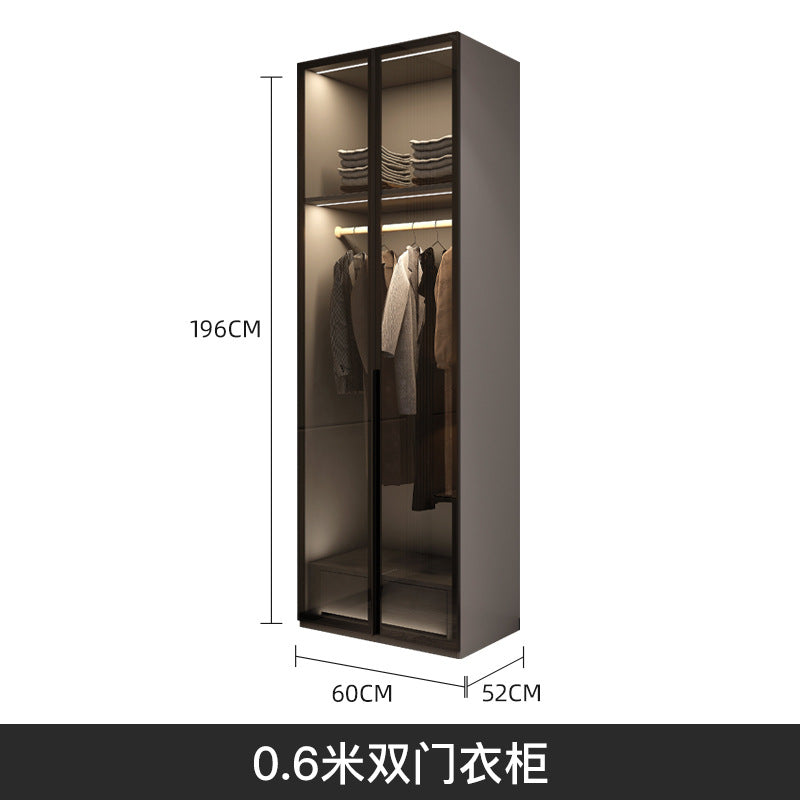Modern Minimalist Wardrobe for Home Bedroom Cloakroom Glass Door Wardrobe Combination Small Apartment Wardrobe Light Luxury Free Shipping