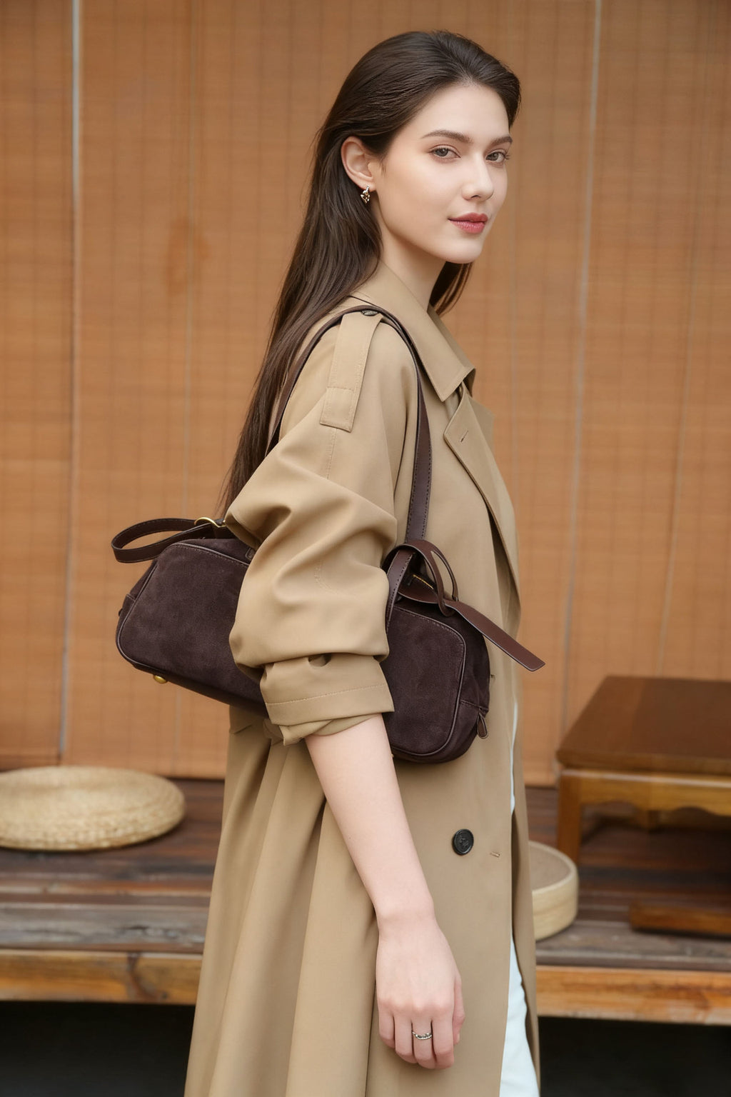 European and American Style Matte Leather Women's Bag High-End Luxury Boston Bag Lazy Style Korean Versatile Niche Underarm Shoulder Bag