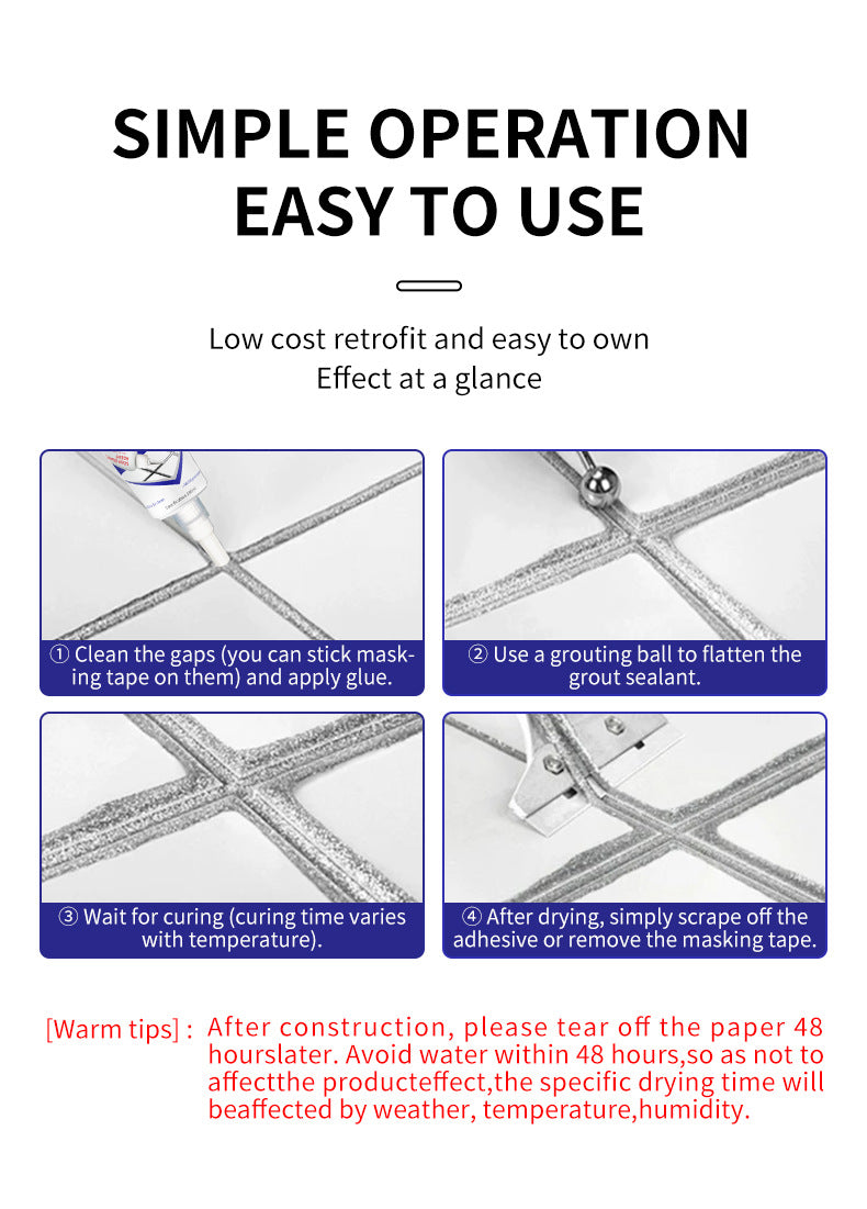 Tile Grout Water-Based Tile Floor Tile Grout Waterproof Mildew-Proof Sink Toilet Hand-Squeeze Grout