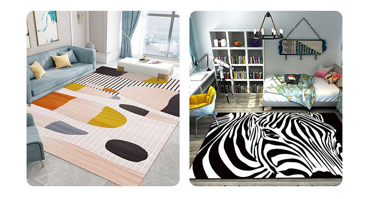 Carpet for Living Room, Stain-Resistant, Easy to Clean, Crystal Velvet Sofa Coffee Table Rug, Cooling, Silent, Light Luxury, Non-Slip Bedroom Bedside Rug