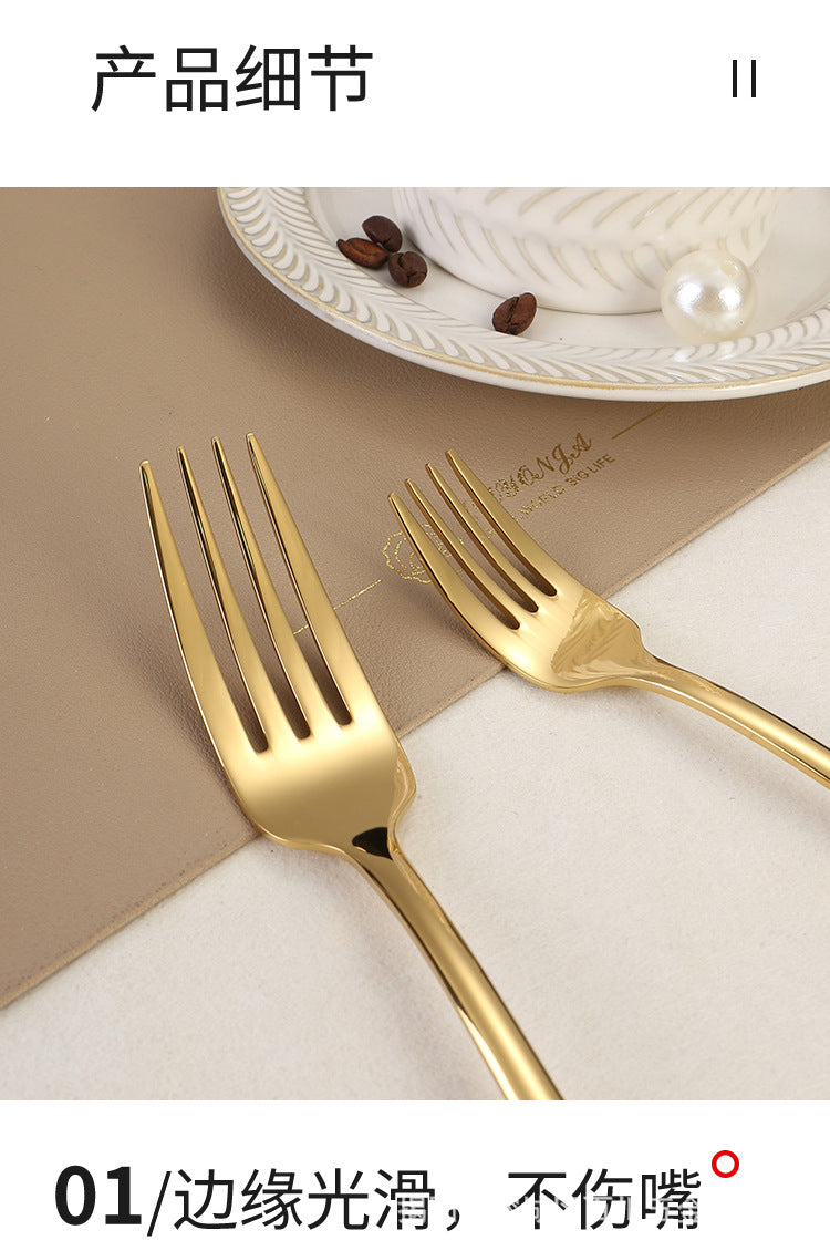 304Stainless Steel Western Cutlery Set with Rings, Steak Knife, Fork, Spoon, European Style Hanging Hole Tea Spoon with Tail Set