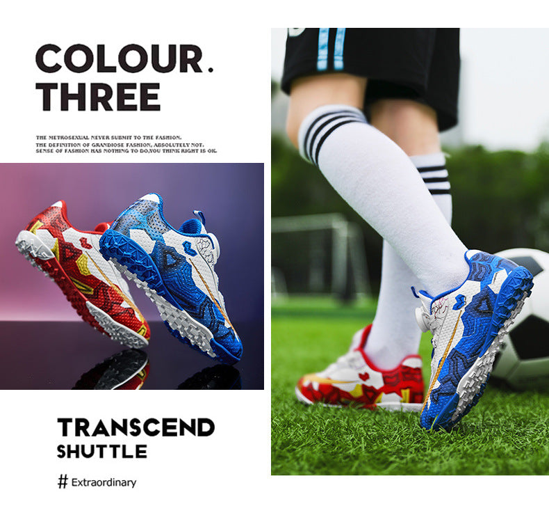 New Children's Rotating Buckle Broken Nail Training Football Shoes Girls Boys Primary School Students Competition Training Sneakers