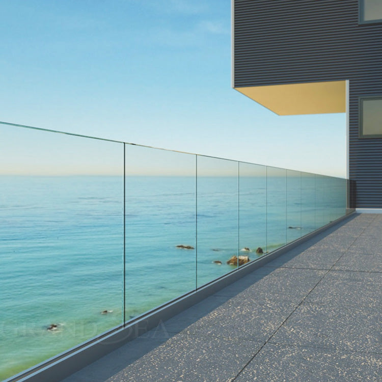 Aluminum U Channel Designs Frameless Balcony Staircase Swimming Pool Fence Glass Railing Balustrade & Handrails